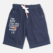 Load image into Gallery viewer, Blue Typographic Cotton Shorts