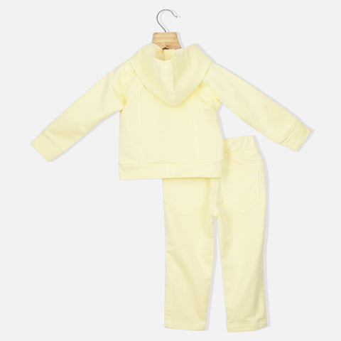 Yellow Sequins Embellished Hooded Co-Ord Set