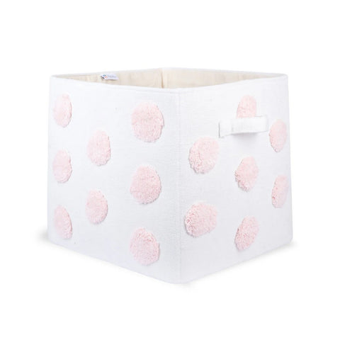 Pom Pom Rectangular Pink Toy Storage Basket