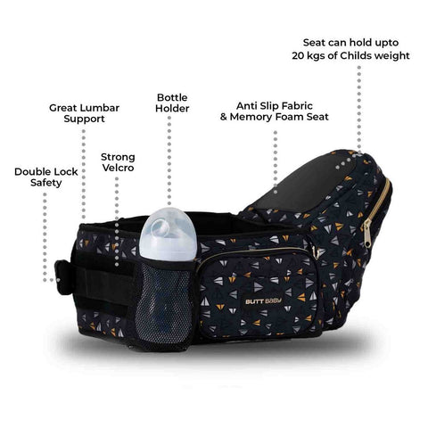 Navy Airplane Printed Baby Carrier With Hip Seat