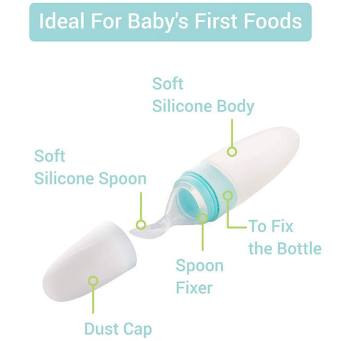 Blue Silicone Feeding Bottle Spoon