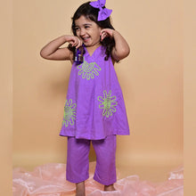 Load image into Gallery viewer, Purple Sleeveless Top With Pant & Dupatta