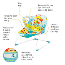 Load image into Gallery viewer, Blue Jungle Theme Music Vibrations Bouncer