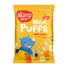 Load image into Gallery viewer, Mango &amp; Banana Flavour Teething Millet Puffs
