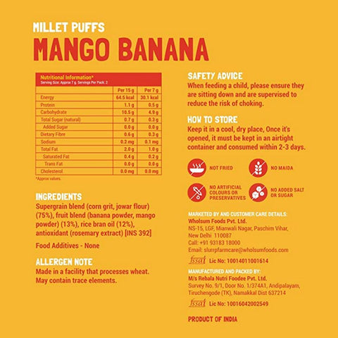 Mango & Banana Flavour Teething Millet Puffs