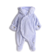 Load image into Gallery viewer, Blue Hooded Footsie With Folded Mittens