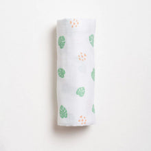 Load image into Gallery viewer, Tropical Leaves Theme Muslin Swaddle