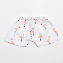 Load image into Gallery viewer, White Tropical flamingo Theme Muslin Shorts - Pack Of 2