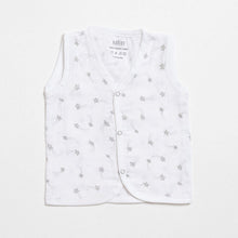 Load image into Gallery viewer, White Counting Sheep Printed Sleeveless Muslin Jabla - Pack Of 2