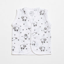 Load image into Gallery viewer, White Counting Sheep Printed Sleeveless Muslin Jabla - Pack Of 2
