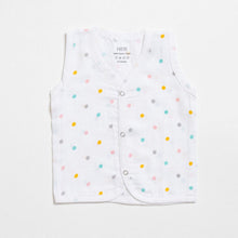Load image into Gallery viewer, White  Follow The Rainbow Printed Sleeveless Muslin Jabla - Pack Of 2