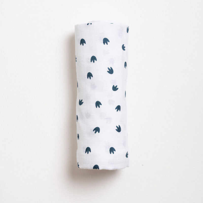 White Little Dino Paw Printed Swaddle