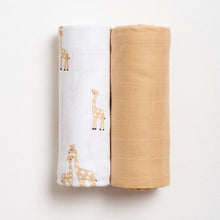 Load image into Gallery viewer, Giraffe Theme Muslin Swaddle Pack Of 2