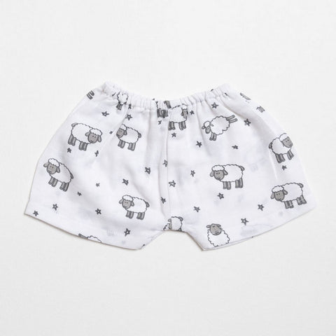 White Counting Sheep Theme Muslin Shorts