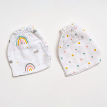 Load image into Gallery viewer, White Rainbow Theme Muslin Shorts