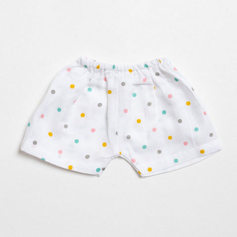 White Rainbow Theme Muslin Shorts