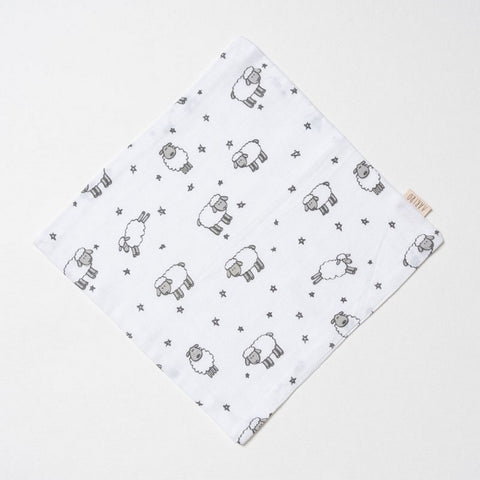 White Counting Sheep Theme Muslin Washcloth - Pack Of 2