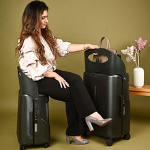 Load image into Gallery viewer, Midnight Black Ride-On Trolley Check-In Luggage 24 Inches