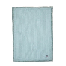 Load image into Gallery viewer, Blue Cable Knit With Embroidered Heart Cotton Knitted Blanket With Faux Fur Back