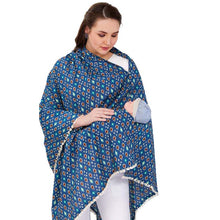 Load image into Gallery viewer, Teal Printed Cotton Nursing Cover Poncho