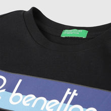 Load image into Gallery viewer, Black Benetton Printed Full Sleeves Cotton T-Shirt