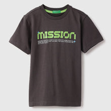 Load image into Gallery viewer, Grey Regular Round Neck Typography T-Shirt