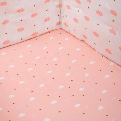 Pink Clouds Theme Organic Fitted Cot Sheet