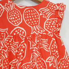 Load image into Gallery viewer, Red Pineapple Printed Frill Sleeves Dress