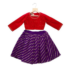 Load image into Gallery viewer, Red Sequin Work Top & Purple Ghagra