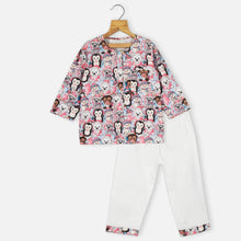 Load image into Gallery viewer, Blue Snowman Theme Full Sleeves Night Suit