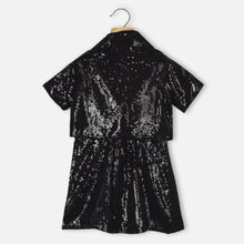 Load image into Gallery viewer, Black Floral Embellished Sequins Dress With Jacket
