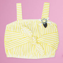 Load image into Gallery viewer, Yellow Striped Skirt & Top With Hat Co-Ord Set