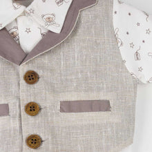 Load image into Gallery viewer, White Bear Printed T-Shirt With Attached Waistcoat & Shorts