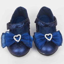 Load image into Gallery viewer, Bow Embellished Velcro Closure Ballerina-Blue, White & Black