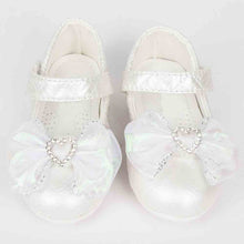 Load image into Gallery viewer, Bow Embellished Velcro Closure Ballerina-Blue, White & Black