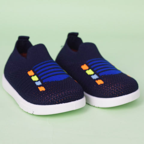 Grey & Blue Mesh Slip On Sneakers