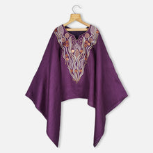 Load image into Gallery viewer, Purple Emnroidered Kaftan Top With Cowl Pant
