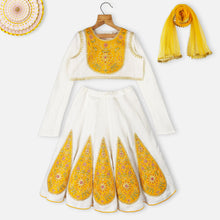 Load image into Gallery viewer, White &amp; Yellow Kali Embroidered Lehenga Set
