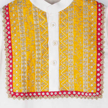 Load image into Gallery viewer, Ivory Embroidered Kurta With Mustard Dhoti