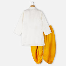Load image into Gallery viewer, Ivory Embroidered Kurta With Mustard Dhoti
