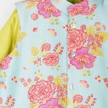 Load image into Gallery viewer, Blue Floral Printed Nehru Jacket With Green Kurta & Pajama