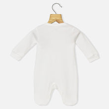 Load image into Gallery viewer, White I Love Mummy Embroidered Full Sleeves Footsie With Cap