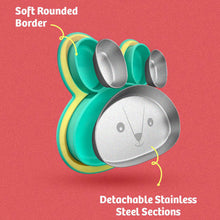 Load image into Gallery viewer, Hoppy Playte Anti Skid Stainless Steel Divided Plate