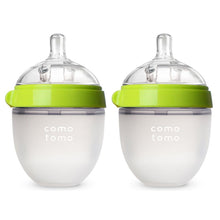 Load image into Gallery viewer, 150ml Green Twin Pack Silicone Feeding Bottle