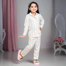 Load image into Gallery viewer, Beige & Pink Full Sleeves Night Suit