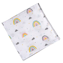 Load image into Gallery viewer, White Rainbow Theme Muslin Swaddle