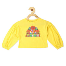 Load image into Gallery viewer, Yellow & Pink Graphic Printed Balloon Sleeves Top