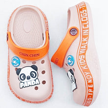 Load image into Gallery viewer, Peach & Blue Clogs With Panda Charms