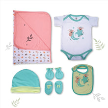 Load image into Gallery viewer, Hugs Gift Set With Onesie, Cap, Booties, Mitten, Bib &amp; Blanket
