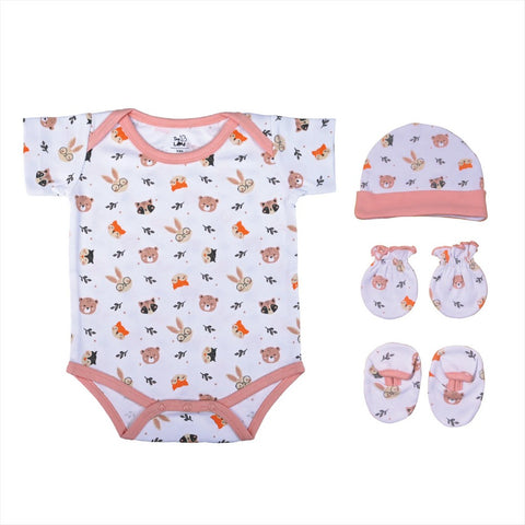 Cuddly Gift Set With Onesie, Cap, Booties, Mitten, Bib & Blanket